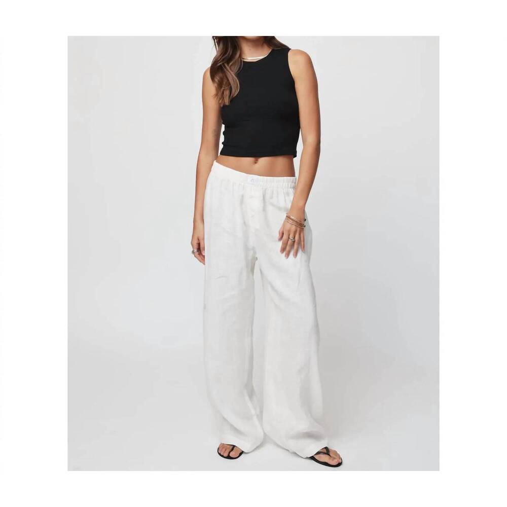 NEW STILLWATER the linen boxer pants in white